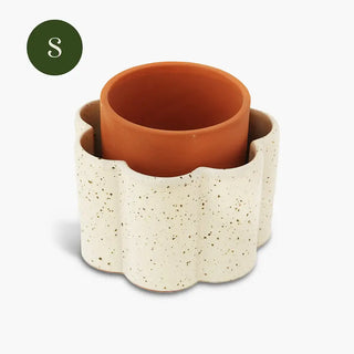 Vaso autoirrigante Paulita (S) - bianco screziato