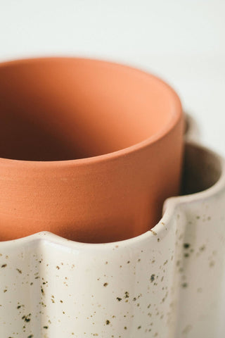 Vaso autoirrigante Paulita (S) - bianco screziato