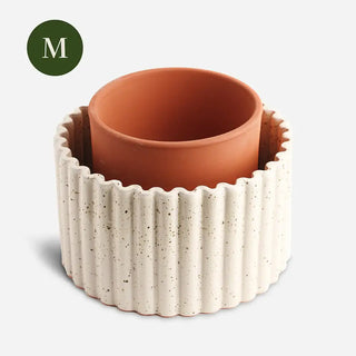 Vaso autoirrigante Paula (M) – Bianco Maculato