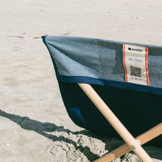 Sdraio da spiaggia pieghevole in denim di recupero - Realizzato su ordinazione