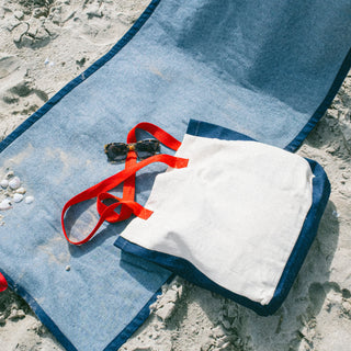 Sdraio da spiaggia pieghevole in denim di recupero - Realizzato su ordinazione