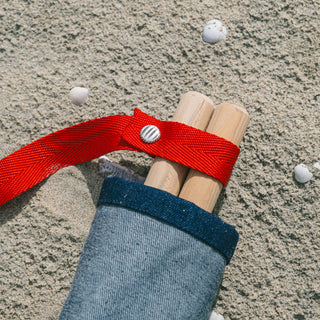 Sdraio da spiaggia pieghevole in denim di recupero - Realizzato su ordinazione