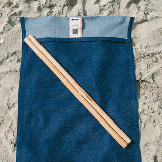 Sdraio da spiaggia pieghevole in denim di recupero - Realizzato su ordinazione