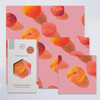 Set di tre panni cerati per alimenti - Peaches